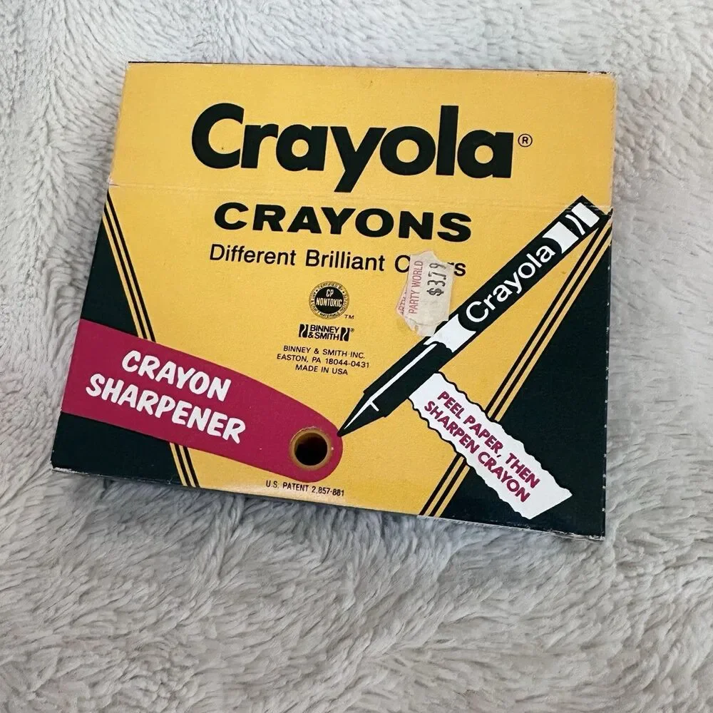 Vintage Crayola 64 Box Crayon Pack With Sharpener Incomplete